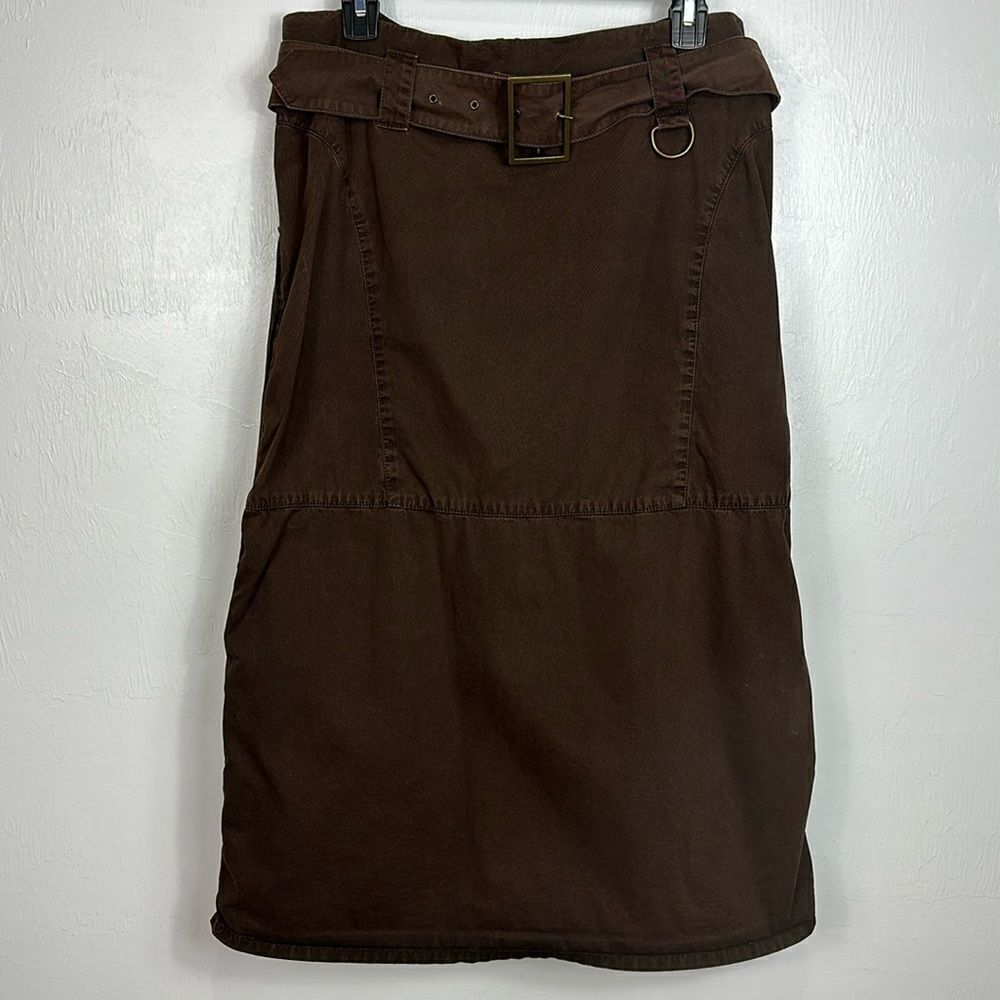 A Jay Brown Cotton Belted Flared Hemline Midi Skirt Size L